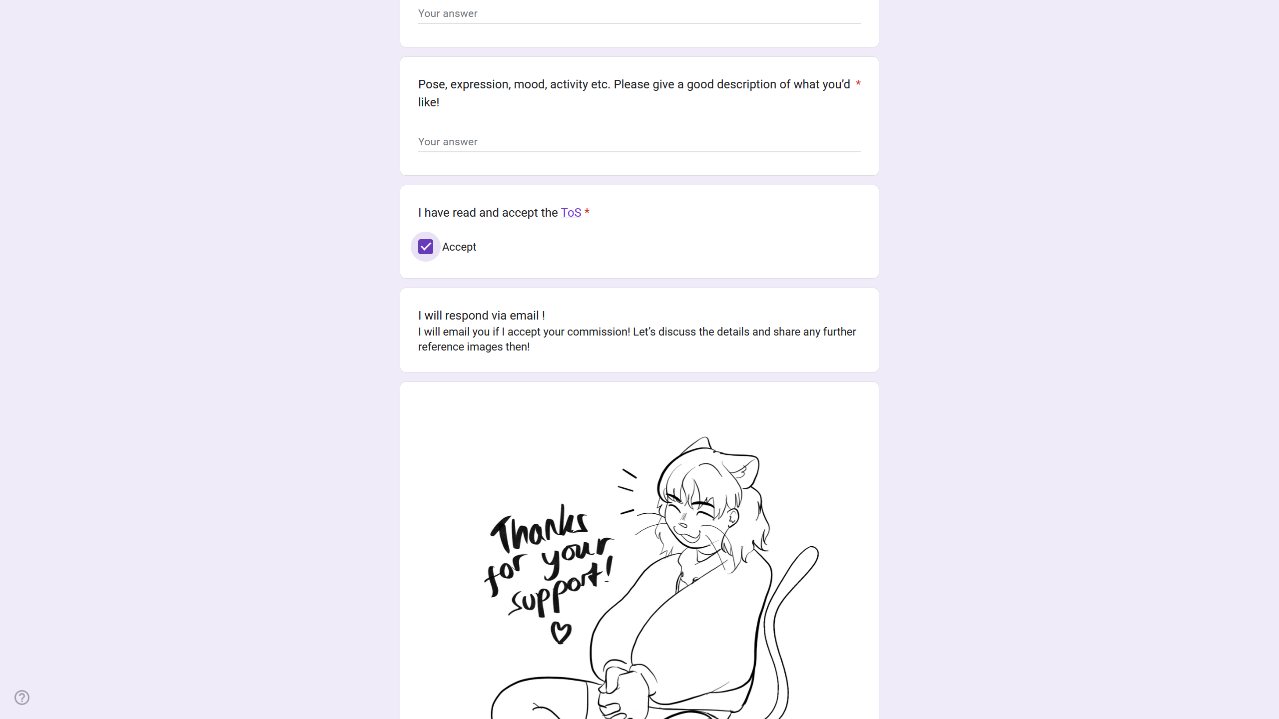 screenshot of my commission form